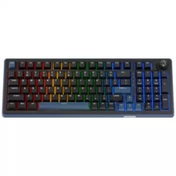 Ducky OK-M 98 spēļu tastatūra, 98% izkārtojums, karsti maināmi slēdži, RGB, ANSI - KTT Baby Blue slēdži