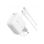 Belkin BOOSTCHARGE 100W USB-C GaN sienas lādētājs ar 1,5 m USB-C uz USB-C kabeli - balts