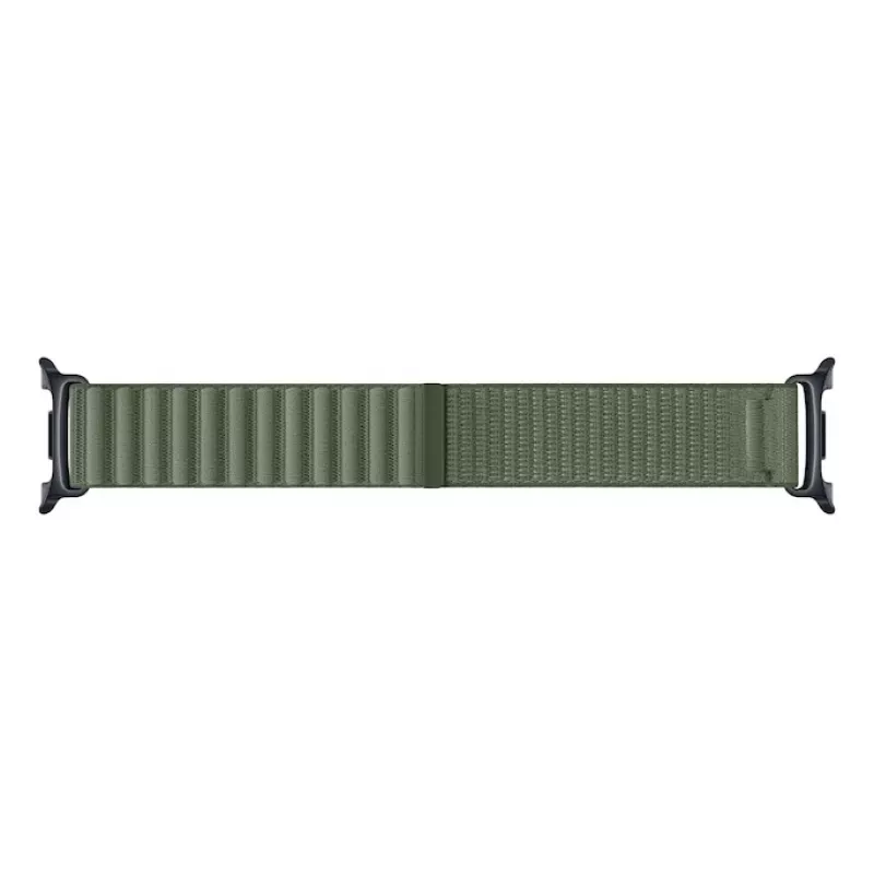 Samsung Fabric Band S/M Olive Galaxy Watch9 un Watch8 - austs neilons, līmes aizdare, 20mm ātrā atbrīvošana