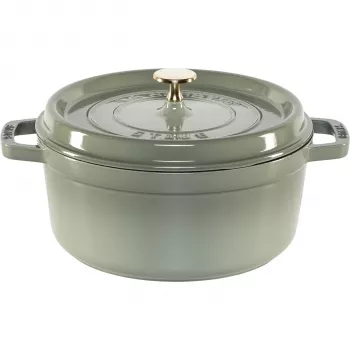 Staub La Cocotte 24cm apaļa kokote, eikalipta krāsā, čuguna