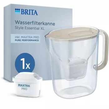 BRITA Style Essential XL ūdens filtra krūze 3,6L balta + MAXTRA PRO Pure Performance smilšu