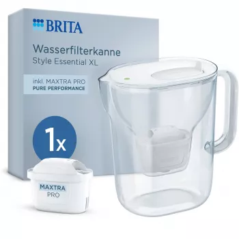 BRITA Style Essential XL balts ūdens filtra krūze ar MAXTRA PRO Pure Performance filtra kārtridžu