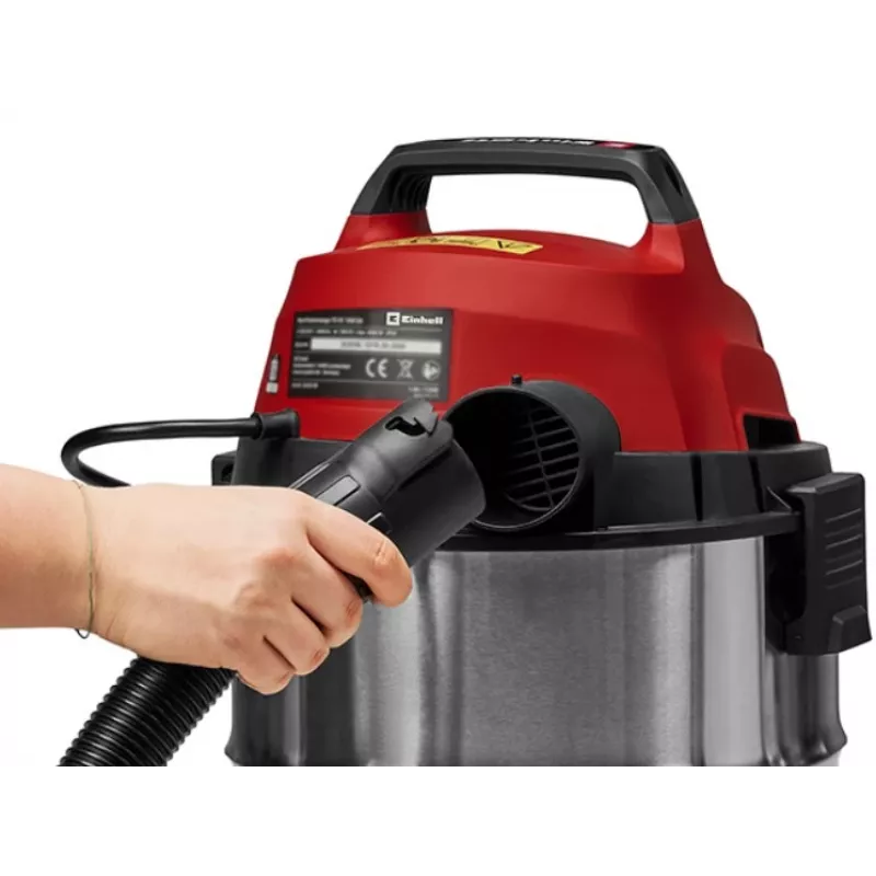 Einhell TC-VC 3055 SA Slapjās un sausās tīrīšanas putekļsūcējs ar strāvas kontaktligzdu, 55L nerūsējošā tērauda tvertne, 1500W