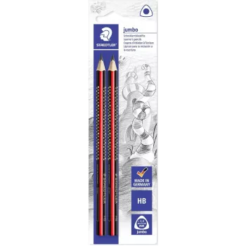 STAEDTLER Tradition Jumbo HB trīsstūra grafīta zīmuļi, 2 gab. iepakojums, melni ar klasiskām svītrām