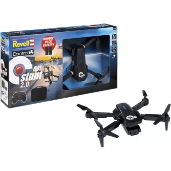 Revell RC Quadrocopter GO! Stunt 2.0 - 2,4 GHz 4 kanālu gatavs lidošanai dronu ar 6 asu žiroskopu, bezgalvas režīmu, 360° kūleņiem, LED gaismām, 3 ātruma līmeņiem, LiPo akumulatoru, vecumam no 8+