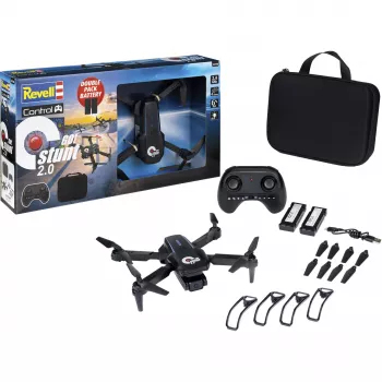 Revell RC Quadrocopter GO! Stunt 2.0 - 2,4 GHz 4 kanālu gatavs lidošanai dronu ar 6 asu žiroskopu, bezgalvas režīmu, 360° kūleņiem, LED gaismām, 3 ātruma līmeņiem, LiPo akumulatoru, vecumam no 8+