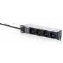 DIGITUS 10 inch Alumīnija PDU strāvas sadales bloks, 4 Schuko kontaktligzdas, 16A, 1,5m kabelis, melns
