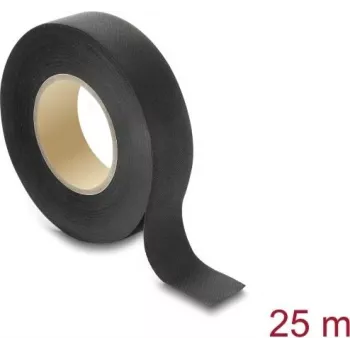 Delock auduma lente 25 m x 19 mm, ar roku noraujama, pašlīmējoša, melna