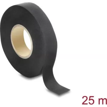 Delock auduma lente 25 m x 19 mm, plīsumizturīga, pašlīmējoša, melna