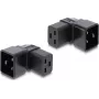 Delock IEC 60320 C20 uz C19 strāvas adapteris, vīrišķais uz sievišķo, 16 A, 90° leņķa, melns