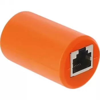 Delock RJ45 sieviete pret sievieti Cat.6A ekranēts savienotājs ar pārsprieguma aizsardzību, oranžs