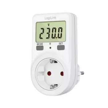 LogiLink Energy Cost Meter, 1.5 inch LCD displejs, vienas tarifa, Schuko spraudnis, balts