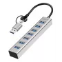 LogiLink USB 3.0 Hub 7x USB-A 2-in-1 savienojuma kabelis Sudraba