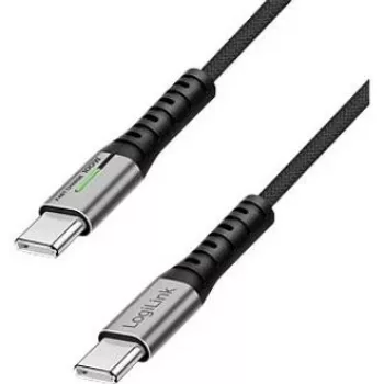 LogiLink USB 2.0 Type-C kabelis 0,3 m 480Mbps 100W PD pīts ar LED melns