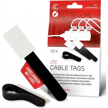 LABEL THE CABLE LTC 2610-10 Atkārtoti lietojamas lipīgās lentes etiķetes ar rakstāmo laukumu, melnas, 10 gab. iepakojums