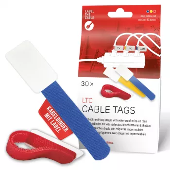 LABEL THE CABLE LTC 2630-30 Atkārtoti lietojamas kabatas saites ar rakstāmiem marķējumiem, 30 gab. jaukts komplekts