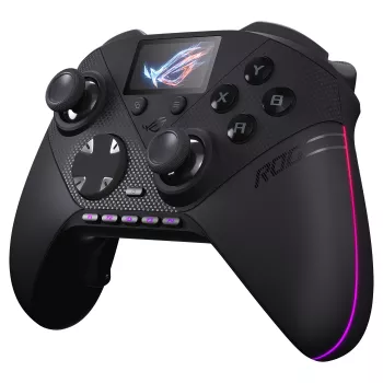 ASUS ROG Raikiri II Pro PC spēļu kontrolieris - trīs režīmi (USB-C, 2.4GHz RF, Bluetooth 5.0), OLED displejs, 4 programmējamas lāpstiņas, ESS DAC, melns