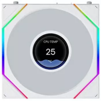 Lian Li UNI FAN TL120 LCD FLEX bezvadu ARGB balts 120mm reversais lāpstiņu korpusa ventilators