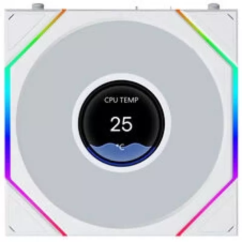 Lian Li UNI FAN TL120 LCD FLEX bezvadu ARGB balts 120mm reversais lāpstiņu korpusa ventilators