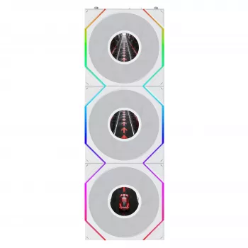 Lian Li UNI FAN TL120 LCD FLEX Wireless ARGB 120mm PWM korpusa ventilators, 3 komplektā, balts