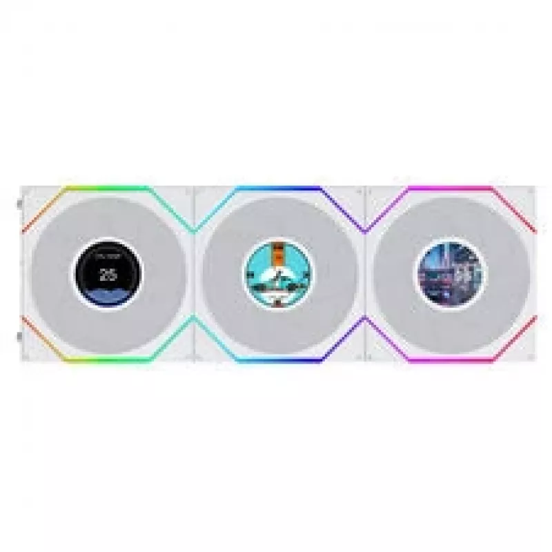 Lian Li UNI FAN TL120 LCD FLEX bezvadu ARGB reversais 3-gab. balts 120mm korpusa ventilators