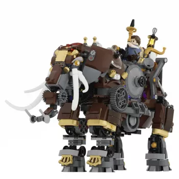 Lumibricks Steamphant Steampunk ziloņa LED būvkomplekts 800 gab., USB barošanas displeja modelis
