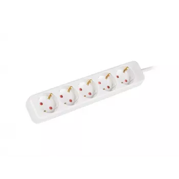 Lanberg PS0-05F-0150-W 5-Vietu Schuko Pagarinātājs 1,5m Balts Pilns Varš