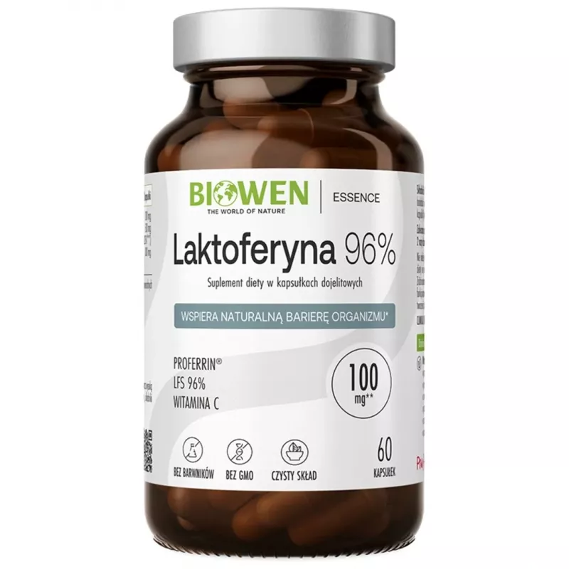 BIOWEN Lactoferrin 96% – 60 kapsulas – Augstas tīrības liellopu laktoferīna uztura bagātinātājs