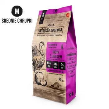 WZA WIEJSKA ZAGRODA Tītars ar Ābolu Crunchy M - Sausā barība kucēniem - 20 kg