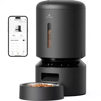 PETLIBRO Granary Wi-Fi automātiskā mājdzīvnieku barotava, 5L viedā barības dozētāja kaķiem un suņiem, lietotnes vadība, 10 ēdienreizes dienā, balss ieraksts, nerūsējošā tērauda bļoda, melna