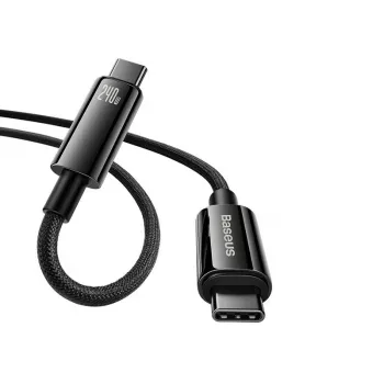Baseus Tungsten Gold USB-C uz USB-C 240W ātrās uzlādes kabelis 1m melns
