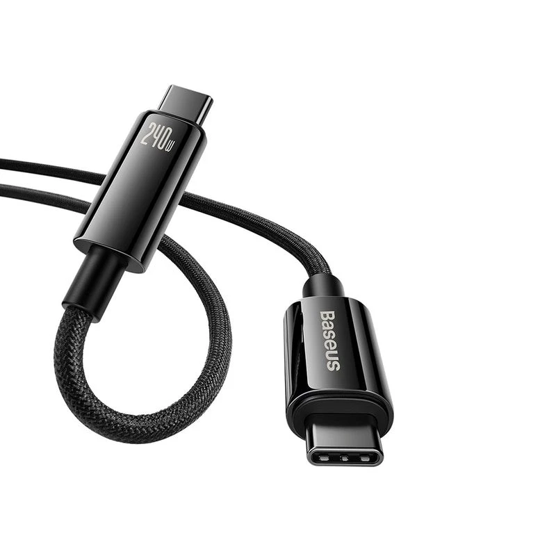 Baseus Tungsten Gold USB-C uz USB-C 240W ātrās uzlādes kabelis 1m melns