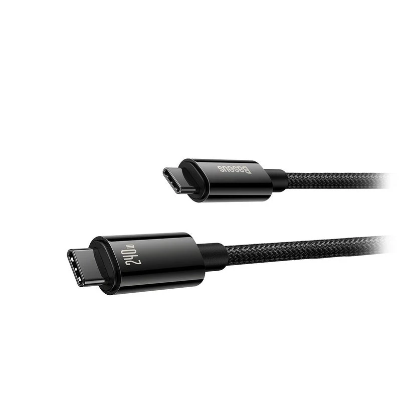 Baseus Tungsten Gold USB-C uz USB-C 240W ātrās uzlādes kabelis 1m melns