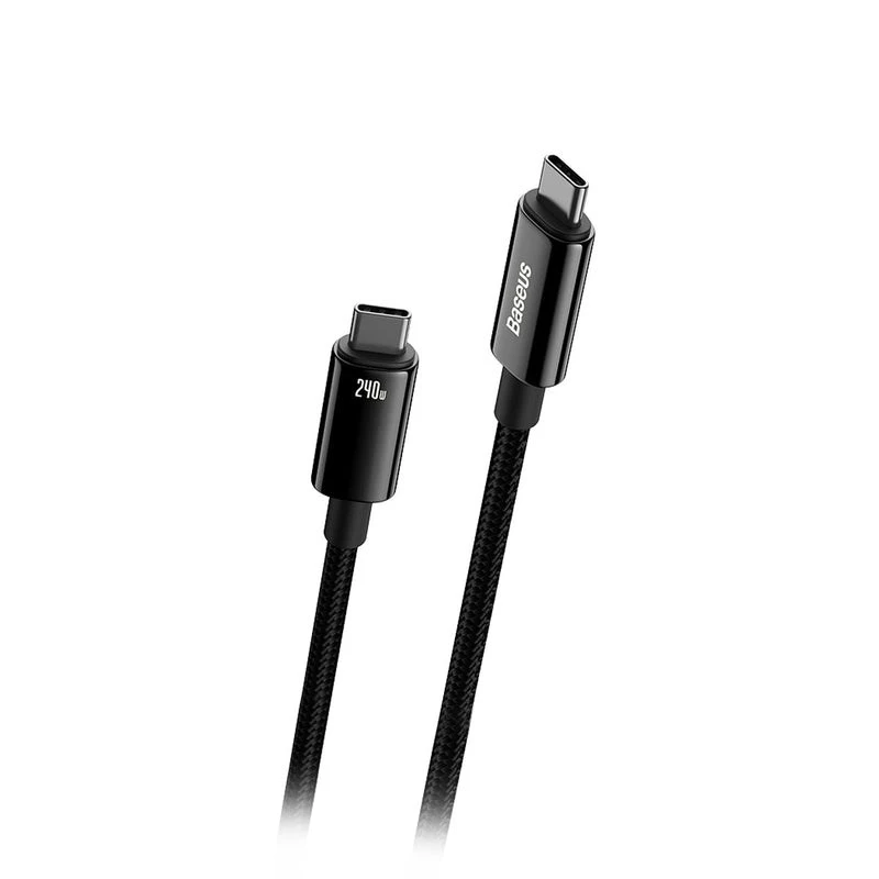 Baseus Tungsten Gold USB-C uz USB-C 240W ātrās uzlādes kabelis 1m melns