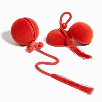 Cheerble WICKED BALL DUO2-VINTAGE RED viedā interaktīvā mājdzīvnieku rotaļlieta, 2 bumbas, USB-C uzlāde, IP65 ūdensizturīga, 3 spēles režīmi, kaķiem un maziem suņiem