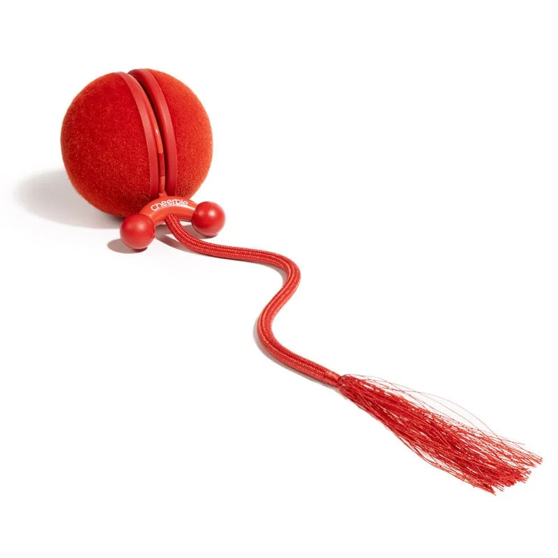Cheerble WICKED BALL DUO2-VINTAGE RED viedā interaktīvā mājdzīvnieku rotaļlieta, 2 bumbas, USB-C uzlāde, IP65 ūdensizturīga, 3 spēles režīmi, kaķiem un maziem suņiem