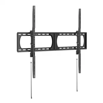 VALUE TV sienas kronšteins, īpaši izturīgs, fiksēts, 75 kg, 32-65 collu, VESA 200x200 līdz 600x400, īpaši plāns 25 mm, tērauds, melns, ar pretzagšanas bloķēšanas stieni, ātrās atbrīvošanas vilkšanas siksnām, iebūvētu līmeņrādi