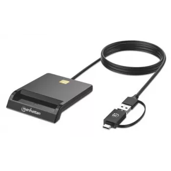 Manhattan USB-C & USB-A Combo viedkaršu lasītājs, melns
