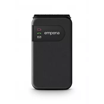 Emporia SIMPLICITYglam Melns (2025) Senioru mobilais telefons ar SOS pogu, 4G LTE, 2,8 collu displejs, uzlādes statīvs