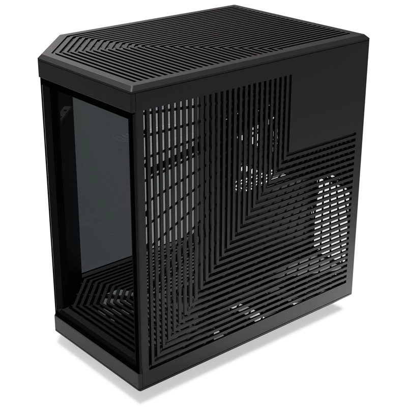 HYTE Y70 Touch Black Mid Tower korpuss ar panorāmas rūdītu stiklu un 14,1 collu skārienekrānu, ATX/E-ATX, vertikāla GPU montāža