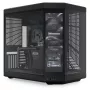 HYTE Y70 Touch Black Mid Tower korpuss ar panorāmas rūdītu stiklu un 14,1 collu skārienekrānu, ATX/E-ATX, vertikāla GPU montāža