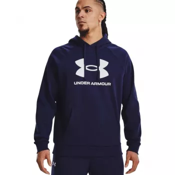 Under Armour Rival Fleece Logo HD vīriešu sporta krekls ar kapuci, tumši zils 1379758 410 L