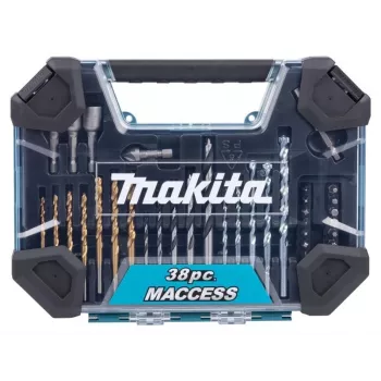 Makita E-22573 38 daļu urbjmašīnu un skrūvgriežu uzgaļu komplekts ar HSS-G, koka un mūra urbjiem