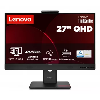 Lenovo ThinkCentre Tiny-in-One 27 Gen6 27 collu UHD IPS monitors ar iebūvētu tīmekļa kameru, skaļruņiem un USB centrmezglu