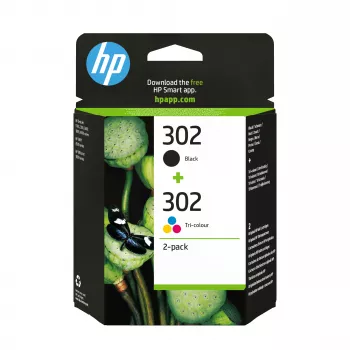 HP 302 2 iepakojums Melnā/Trijkrāsu oriģinālās tintes kasetnes