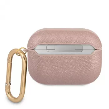 GUESS GUAPSASMP AirPods Pro maciņš Saffiano Script Metal Collection rozā
