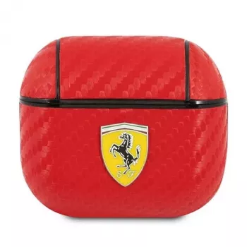 Ferrari FESA3CARE On Track AirPods 3 maciņš sarkans PU oglekļa šķiedra