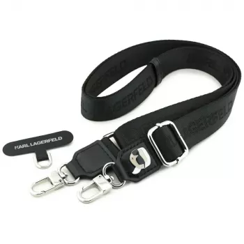 Karl Lagerfeld universālā siksniņa ar tether plāksnīti Karl Metal Logo Black