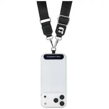 Karl Lagerfeld universālā siksniņa ar tether plāksnīti Karl Metal Logo Black