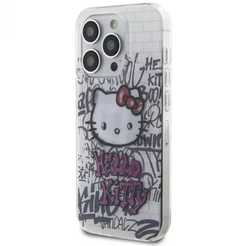 Hello Kitty HKHCP13LHDGPHT iPhone 13 Pro / 13 6,1 collu balts cietais vāciņš IML Kitty On Bricks Graffiti
